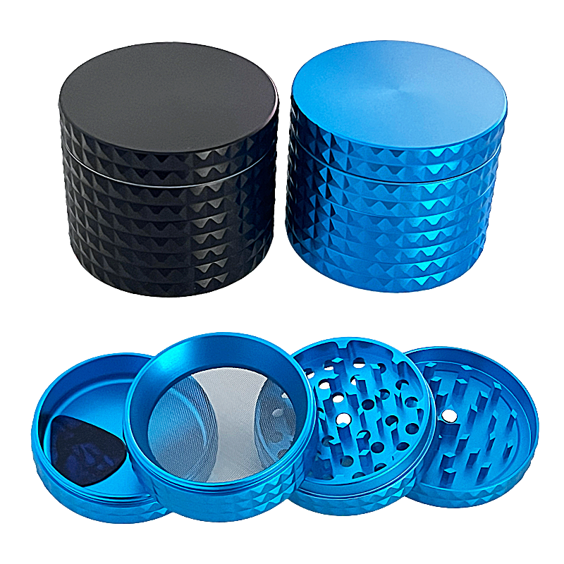 Crushers Matte Metallic Diamond Pattern Design 4 Part Grinder | 63mm | (GR719) | Assorted Colors product image